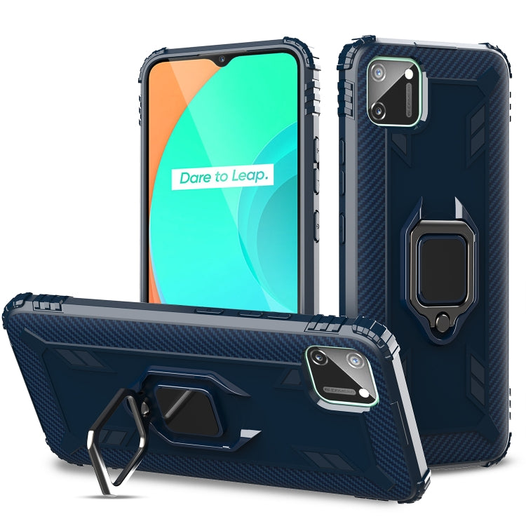 Carbon Fiber Protective Case with 360 Degree Rotating Ring Holder, For OPPO Realme C11, For OnePlus Nord