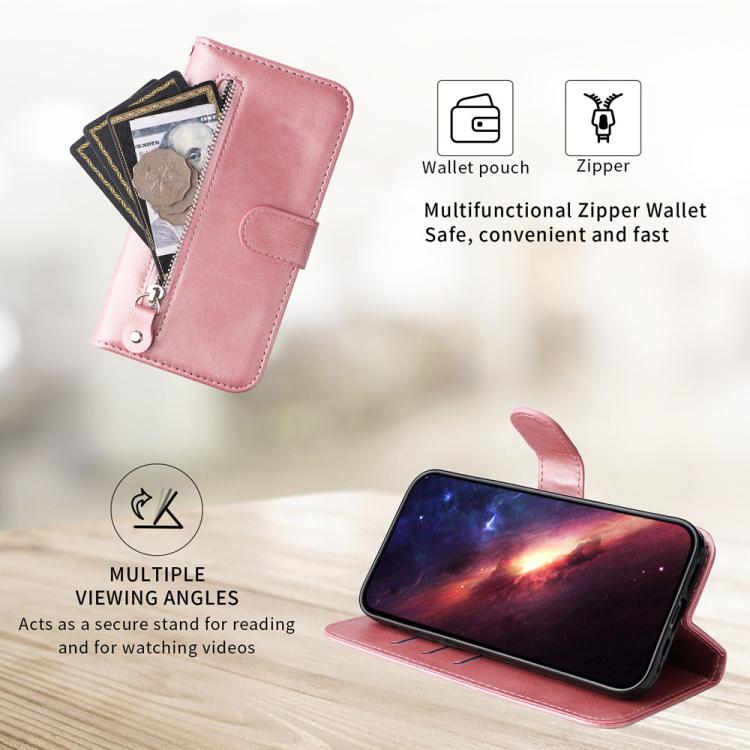 Fashion Calf Texture Zipper Leather Phone Case