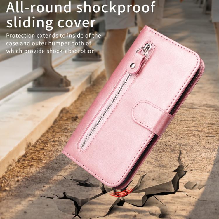 Fashion Calf Texture Zipper Leather Phone Case