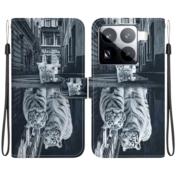 Crystal Texture Colored Drawing Leather Phone Case