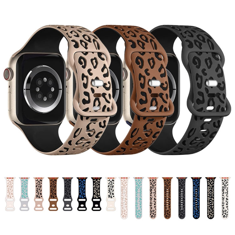 Concave Leopard Printed Silicone Watch Band, For Apple Watch SE 2022 40mm, For Apple Watch SE 2022 44mm, For Apple Watch Series 7 41mm, For Apple Watch Series 7 45mm