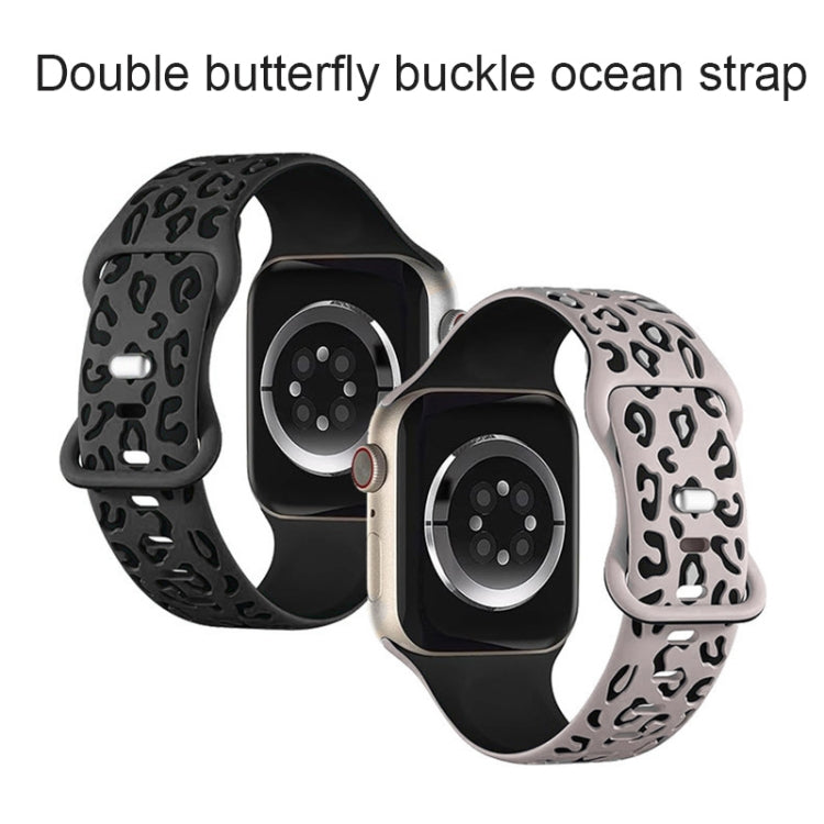 Concave Leopard Printed Silicone Watch Band, For Apple Watch SE 2022 44mm, For Apple Watch Series 7 41mm, For Apple Watch Series 7 45mm