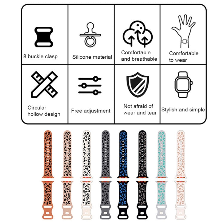 Concave Leopard Printed Silicone Watch Band, For Apple Watch SE 2023 44mm, For Apple Watch SE 2023 40mm, For Apple Watch Ultra 2 49mm, For Apple Watch Series 9 45mm