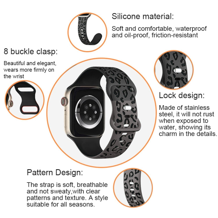 Concave Leopard Printed Silicone Watch Band, For Apple Watch Series 4 44mm, For Apple Watch Series 4 40mm, For Apple Watch Series 3 38mm