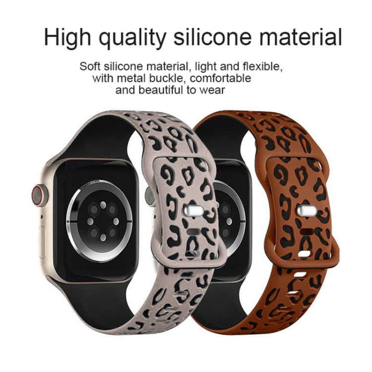 Concave Leopard Printed Silicone Watch Band, For Apple Watch Series 5 44mm, For Apple Watch Series 5 40mm, For Apple Watch Series 4 44mm, For Apple Watch Series 4 40mm