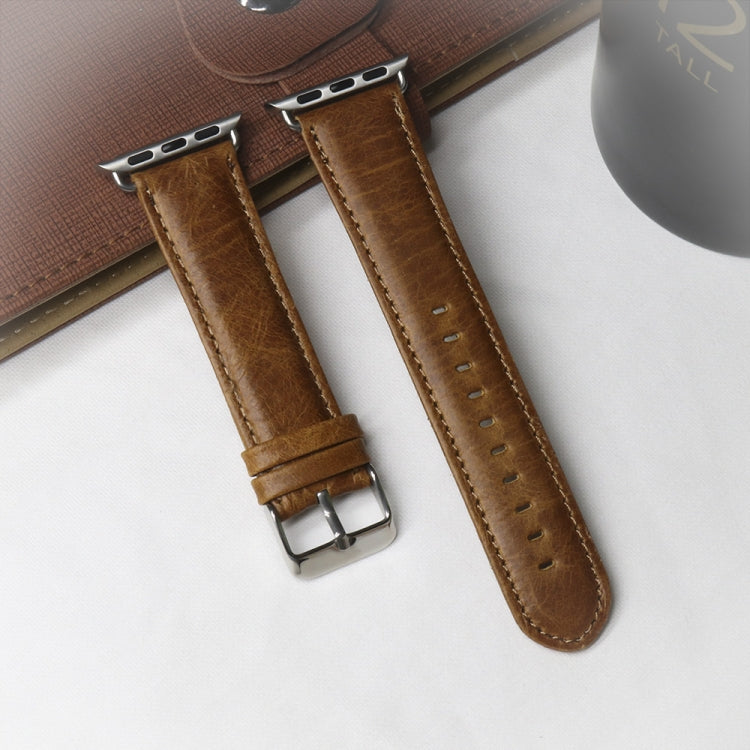 Round Tail Retro Crazy Horse Texture Genuine Leather Replacement Strap Watchband, For Apple Watch 5 &amp; 4 44mm / 3 &amp; 2 &amp; 1 42mm, For Apple Watch Series 7 41mm / 6 &amp; SE &amp; 5 &amp; 4 40mm / 3 &amp; 2 &amp; 1 38mm