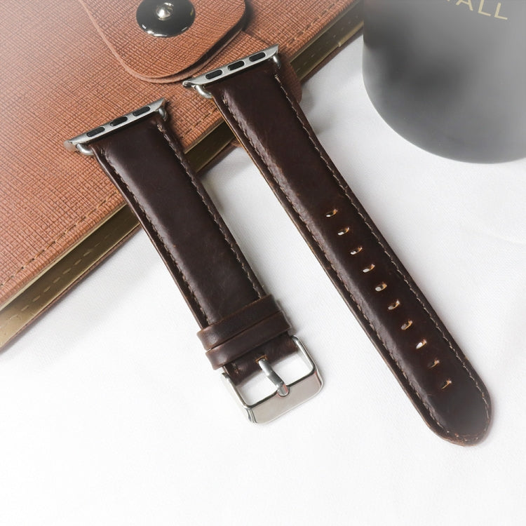 Round Tail Retro Crazy Horse Texture Genuine Leather Replacement Strap Watchband, For Apple Watch 5 &amp; 4 44mm / 3 &amp; 2 &amp; 1 42mm, For Apple Watch Series 7 41mm / 6 &amp; SE &amp; 5 &amp; 4 40mm / 3 &amp; 2 &amp; 1 38mm