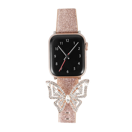 Bowknot Glitter Diamond Replacement Strap Watchband, For Apple Watch 5 & 4 44mm / 3 & 2 & 1 42mm, For Apple Watch Series 8&7 41mm / SE 2&6&SE&5&4 40mm / 3&2&1 38mm