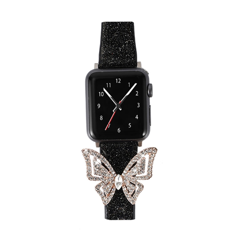 Bowknot Glitter Diamond Replacement Strap Watchband, For Apple Watch 5 &amp; 4 44mm / 3 &amp; 2 &amp; 1 42mm, For Apple Watch Series 8&amp;7 41mm / SE 2&amp;6&amp;SE&amp;5&amp;4 40mm / 3&amp;2&amp;1 38mm