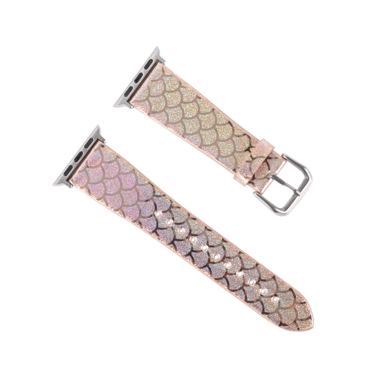 Discolor Glitter Fish Scale Texture Replacement Strap Watchband, For Apple Watch 5 &amp; 4 40mm / 3 &amp; 2 &amp; 1 38mm, For Apple Watch 5 &amp; 4 44mm / 3 &amp; 2 &amp; 1 42mm