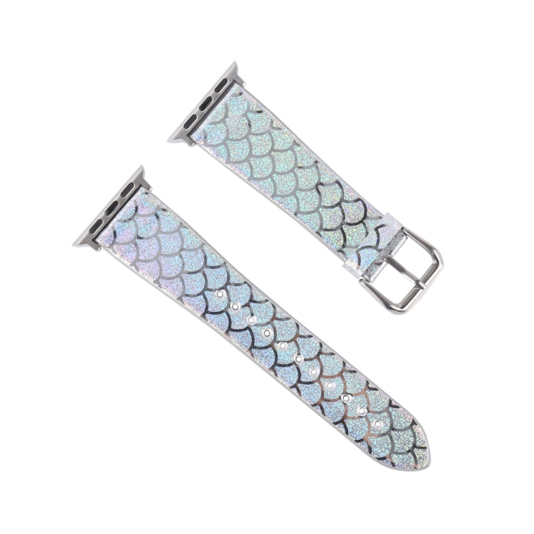 Discolor Glitter Fish Scale Texture Replacement Strap Watchband, For Apple Watch 5 &amp; 4 40mm / 3 &amp; 2 &amp; 1 38mm, For Apple Watch 5 &amp; 4 44mm / 3 &amp; 2 &amp; 1 42mm