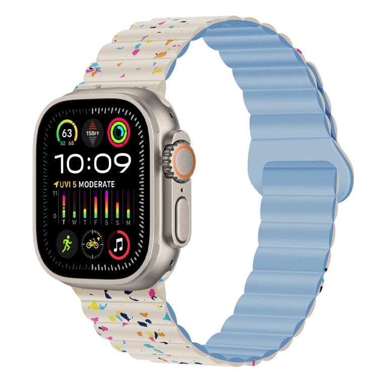 Colorful Dots Magnetic Silicone Watch Band, For Apple Watch Series 10 46mm, For Apple Watch Series 10 42mm, For Apple Watch SE 2023 44mm, For Apple Watch SE 2023 40mm, For Apple Watch Ultra 2 49mm, For Apple Watch Series 9 45mm