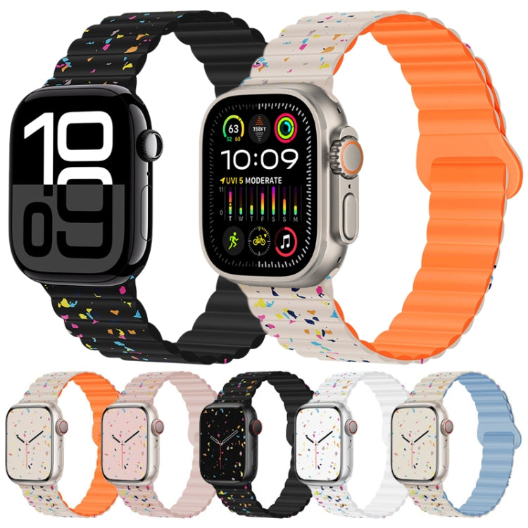 Colorful Dots Magnetic Silicone Watch Band, For Apple Watch Series 10 46mm, For Apple Watch Series 10 42mm, For Apple Watch SE 2023 44mm, For Apple Watch SE 2023 40mm, For Apple Watch Ultra 2 49mm, For Apple Watch Series 9 45mm