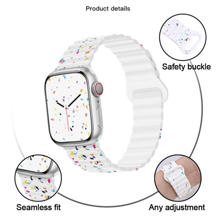 Colorful Dots Magnetic Silicone Watch Band, For Apple Watch Series 10 46mm, For Apple Watch Series 10 42mm, For Apple Watch SE 2023 44mm, For Apple Watch SE 2023 40mm, For Apple Watch Ultra 2 49mm, For Apple Watch Series 9 45mm