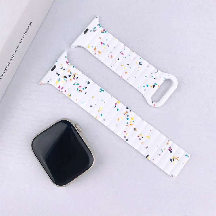 Colorful Dots Magnetic Silicone Watch Band, For Apple Watch Series 10 46mm, For Apple Watch Series 10 42mm, For Apple Watch SE 2023 44mm, For Apple Watch SE 2023 40mm, For Apple Watch Ultra 2 49mm, For Apple Watch Series 9 45mm