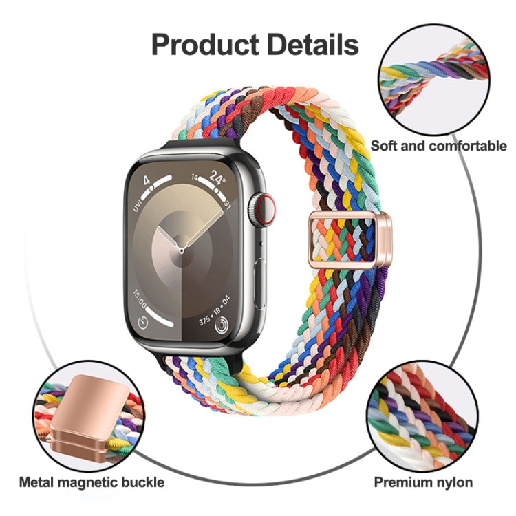 Slim Magnetic Buckle Nylon Braided Watch Band, For Apple Watch Series 7 41mm