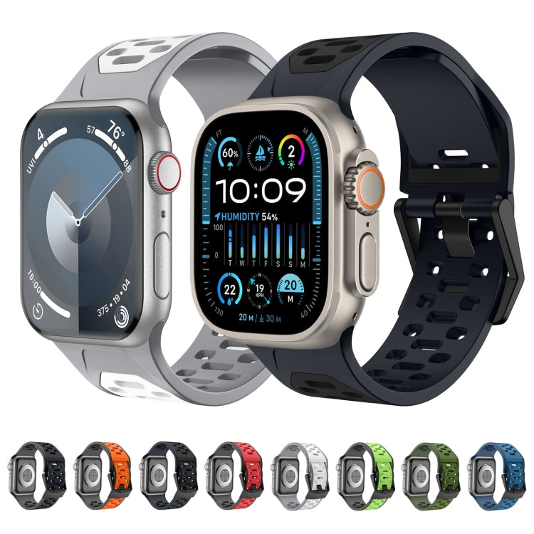 Meteorite Two-color Silicone Watch Band, For Apple Watch Ultra 49mm, For Apple Watch Series 8 45mm, For Apple Watch SE 2022 44mm