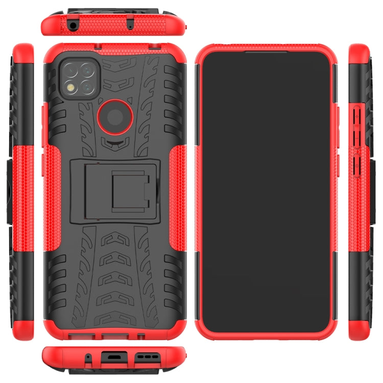 Tire Texture Shockproof TPU + PC Protective Case with Holder, For Xiaomi Redmi 9C, For OPPO Realme C15, For iPhone 12 mini, For Alcatel 3L (2020)