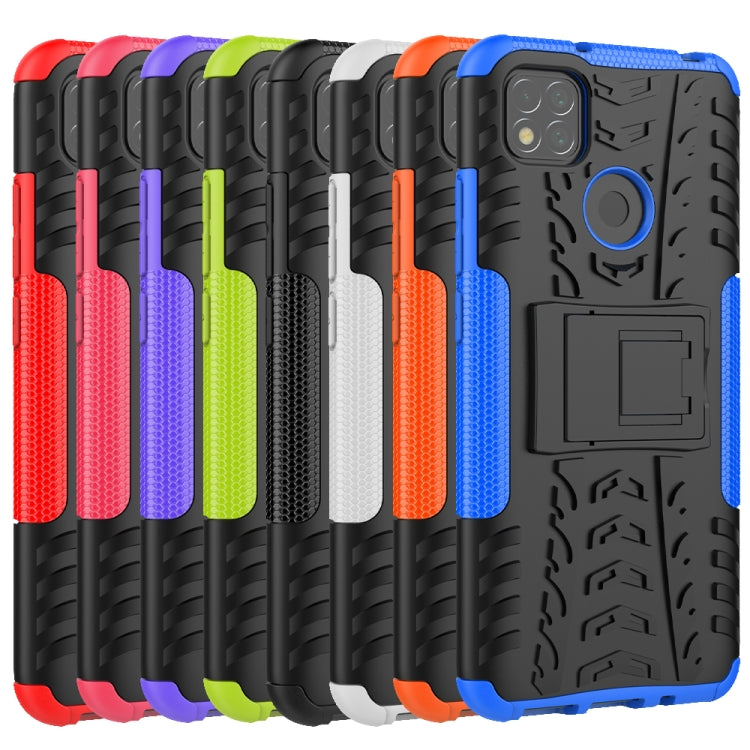 Tire Texture Shockproof TPU + PC Protective Case with Holder, For Xiaomi Redmi 9C, For OPPO Realme C15