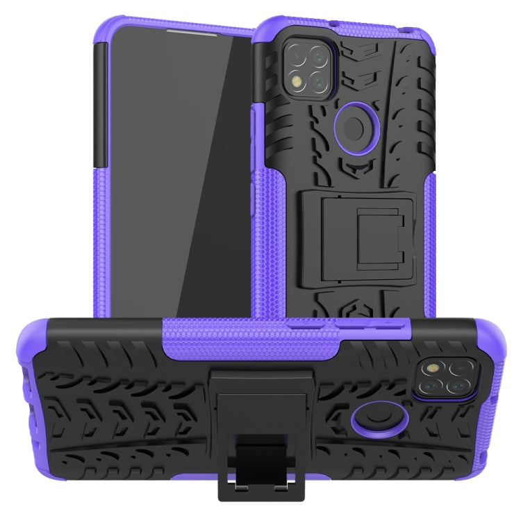 Tire Texture Shockproof TPU + PC Protective Case with Holder, For Xiaomi Redmi 9C, For OPPO Realme C15