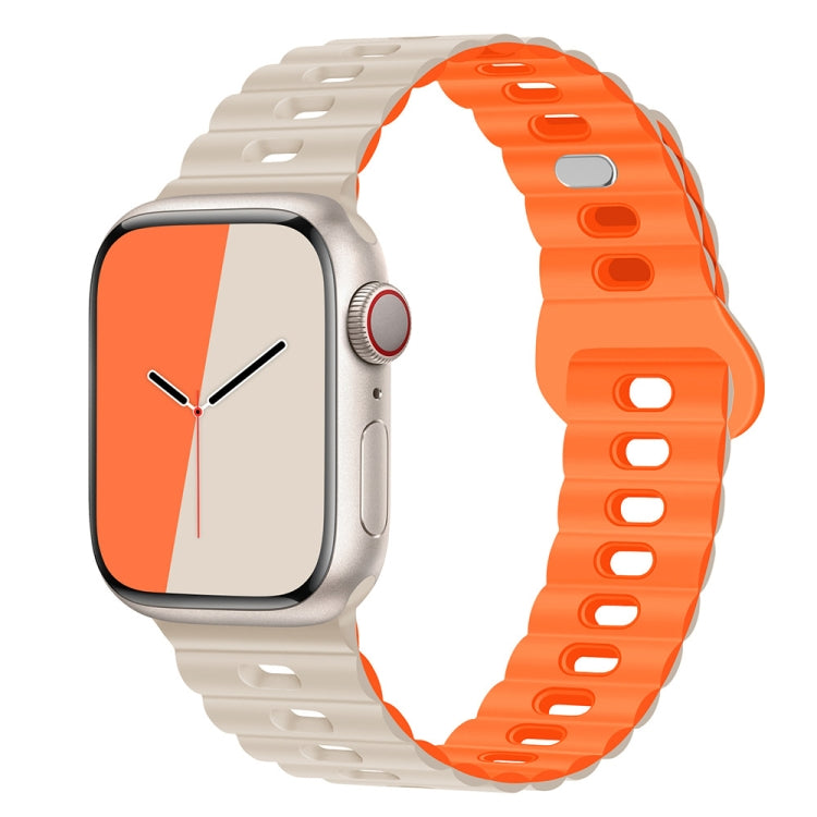 Reverse Buckle Breathable Silicone Watch Band, For Apple Watch SE 2023 44mm