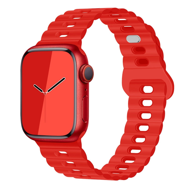 Reverse Buckle Breathable Silicone Watch Band, For Apple Watch Series 9 45mm