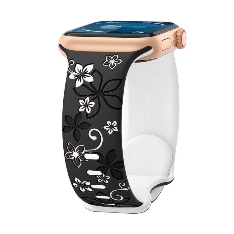 Bauhinia Two-color Embossed Silicone Watch Band, For Apple Watch SE 2023 44mm, For Apple Watch SE 2023 40mm, For Apple Watch Ultra 2 49mm, For Apple Watch Series 9 45mm