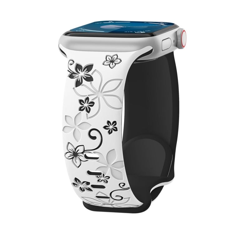 Bauhinia Two-color Embossed Silicone Watch Band, For Apple Watch SE 2023 44mm, For Apple Watch SE 2023 40mm, For Apple Watch Ultra 2 49mm, For Apple Watch Series 9 45mm