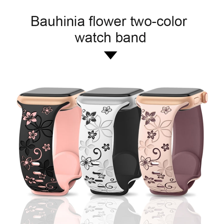 Bauhinia Two-color Embossed Silicone Watch Band, For Apple Watch Series 3 38mm, For Apple Watch Series 3 42mm