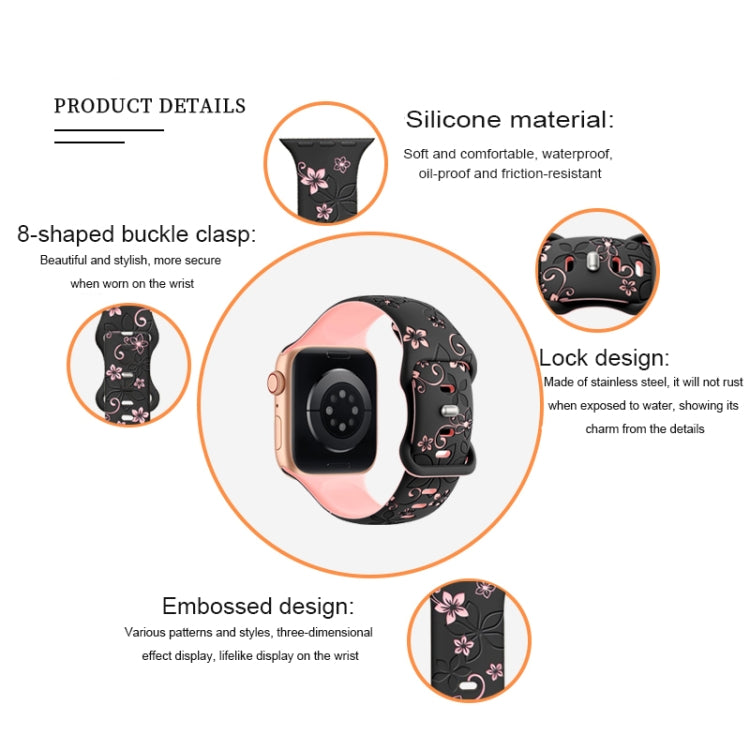 Bauhinia Two-color Embossed Silicone Watch Band, For Apple Watch SE 2023 44mm, For Apple Watch SE 2023 40mm, For Apple Watch Ultra 2 49mm, For Apple Watch Series 9 45mm, For Apple Watch Series 9 41mm