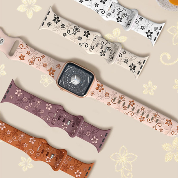 Bauhinia Two-color Embossed Silicone Watch Band, For Apple Watch Series 5 44mm, For Apple Watch Series 5 40mm, For Apple Watch Series 4 44mm, For Apple Watch Series 4 40mm