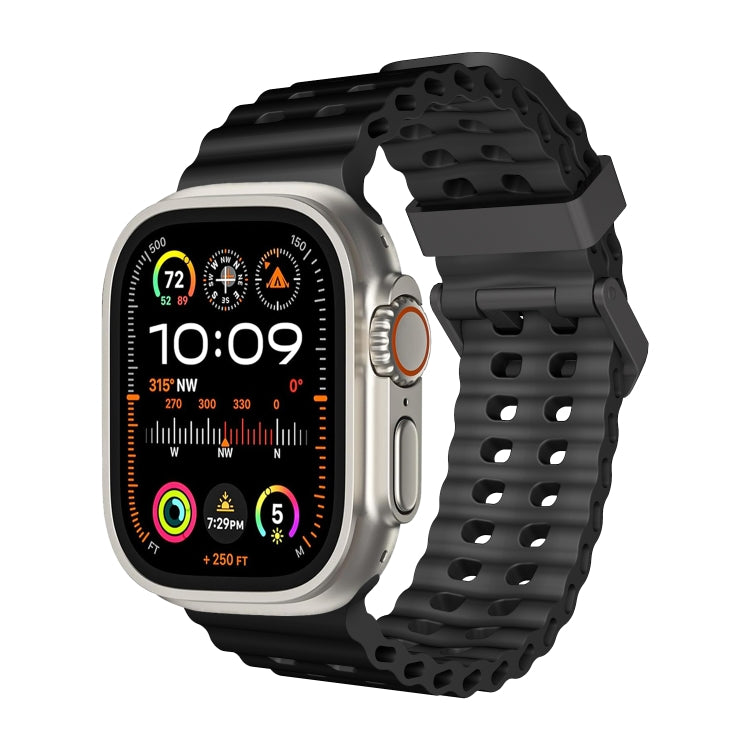 Ocean Dual-Row Hole Silicone Watch Band, For Apple Watch Series 9 45mm, For Apple Watch Ultra 49mm