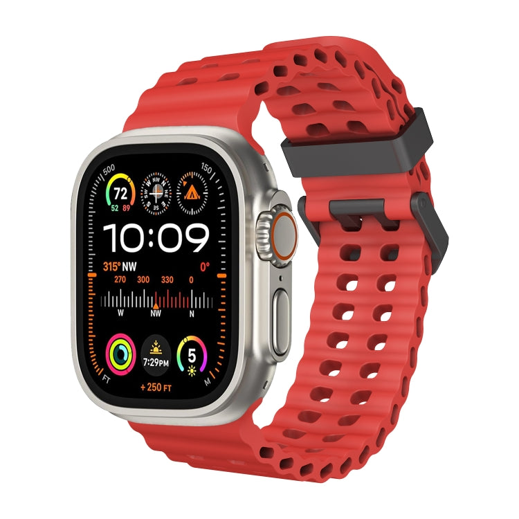 Ocean Dual-Row Hole Silicone Watch Band, For Apple Watch Series 9 45mm, For Apple Watch Ultra 49mm