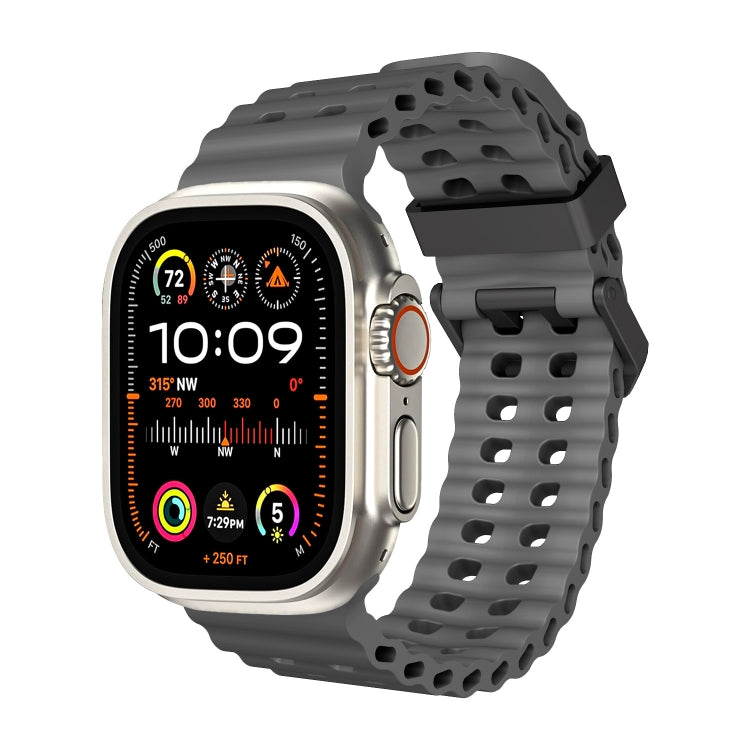 Ocean Dual-Row Hole Silicone Watch Band, For Apple Watch Series 9 45mm, For Apple Watch Ultra 49mm