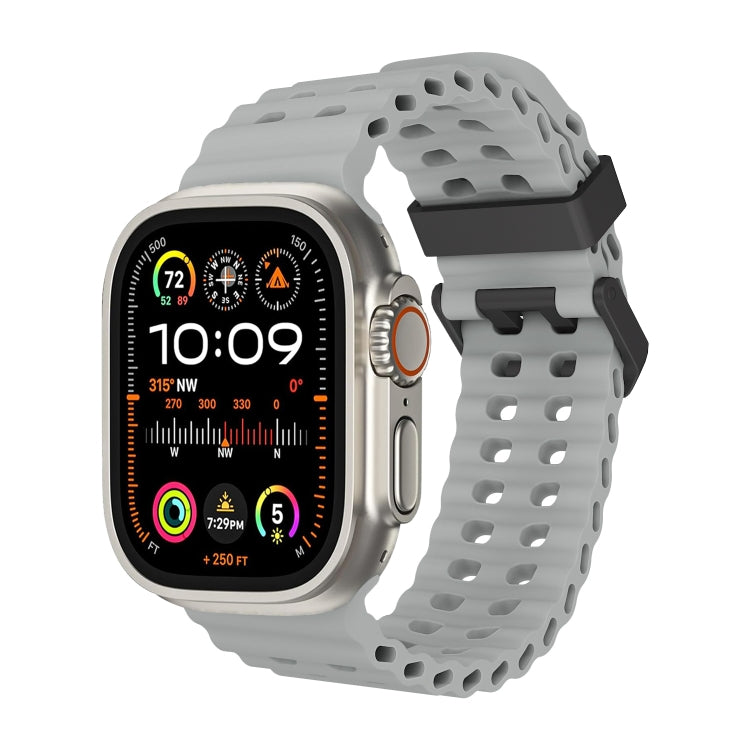 Ocean Dual-Row Hole Silicone Watch Band, For Apple Watch Series 9 45mm, For Apple Watch Ultra 49mm