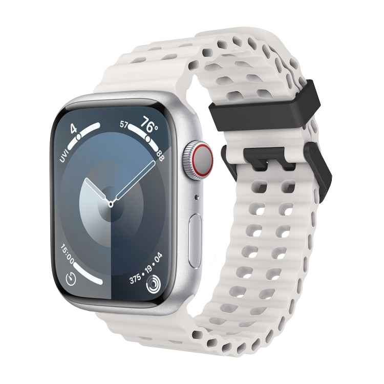 Ocean Dual-Row Hole Silicone Watch Band, For Apple Watch Series 5 44mm