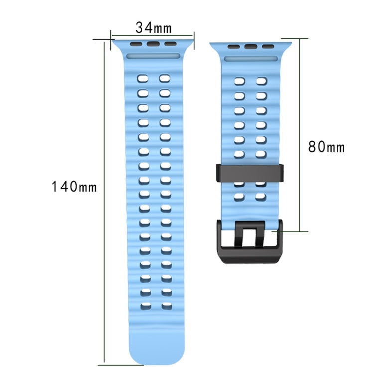 Ocean Dual-Row Hole Silicone Watch Band, For Apple Watch Series 9 45mm, For Apple Watch Ultra 49mm