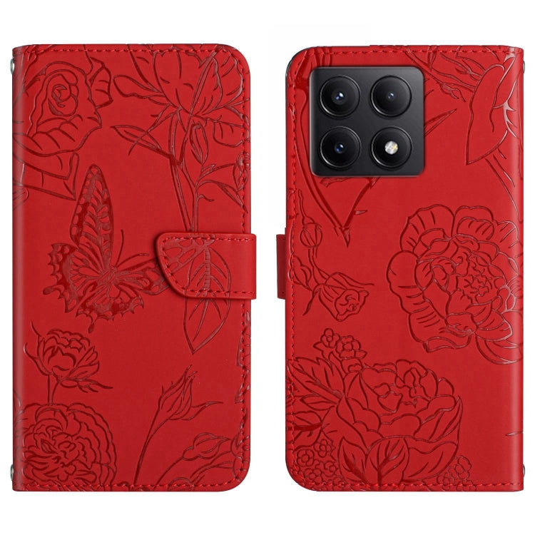 Skin Feel Butterfly Embossed Flip Leather Phone Case