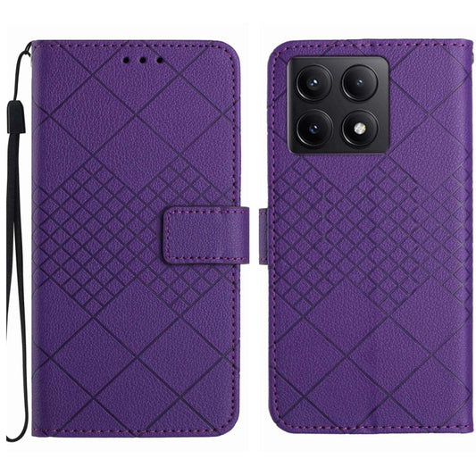 Rhombic Grid Texture Leather Phone Case, For Xiaomi 14T 5G Global