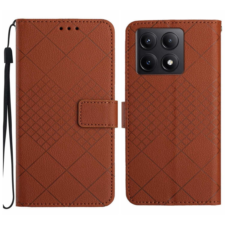 Rhombic Grid Texture Leather Phone Case, For Xiaomi 14T 5G Global