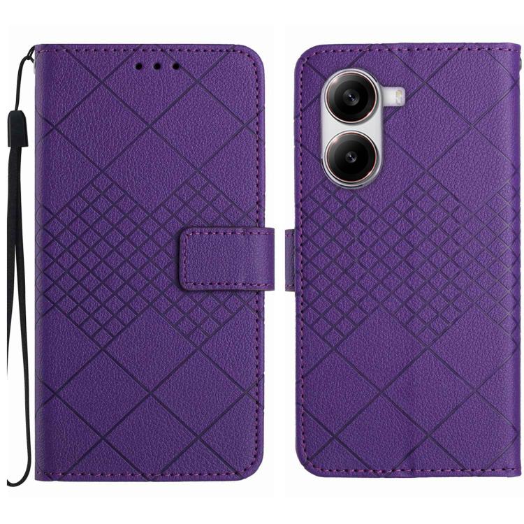 Rhombic Grid Texture Leather Phone Case