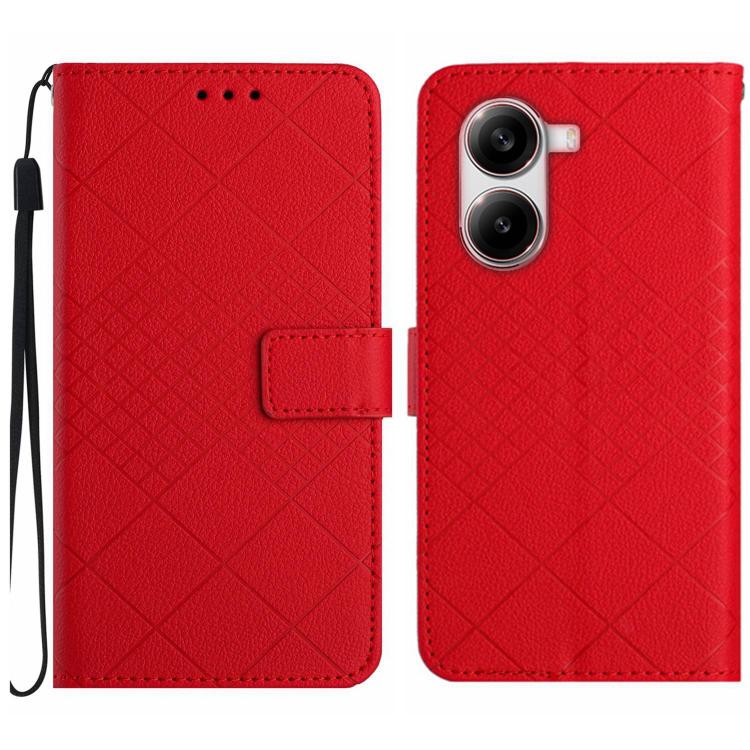 Rhombic Grid Texture Leather Phone Case
