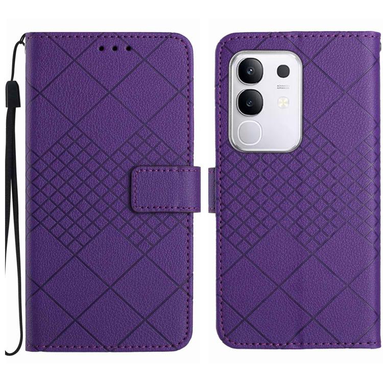 Rhombic Grid Texture Leather Phone Case
