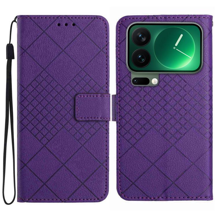 Rhombic Grid Texture Leather Phone Case