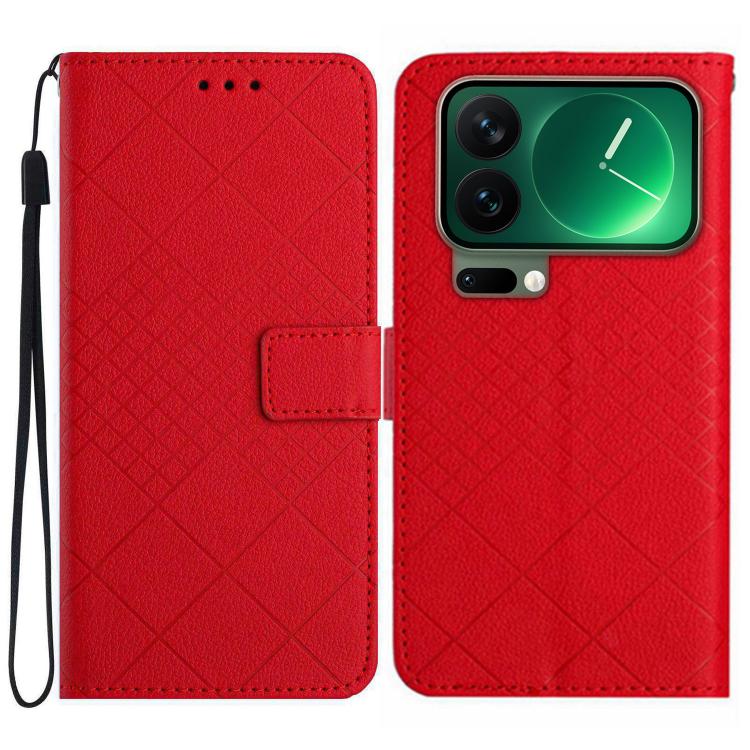 Rhombic Grid Texture Leather Phone Case
