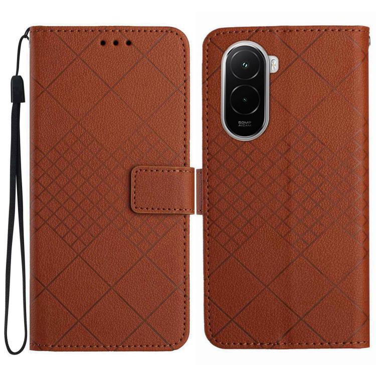Rhombic Grid Texture Leather Phone Case, For Xiaomi 17 Pro Max, For Xiaomi 17 Pro, For Xiaomi 17, For Xiaomi Poco M7 4G 169mm