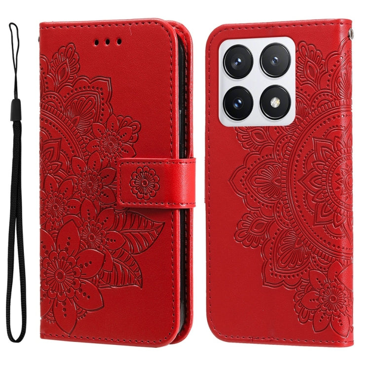 Seven-petal Flowers Embossing Leather Phone Case