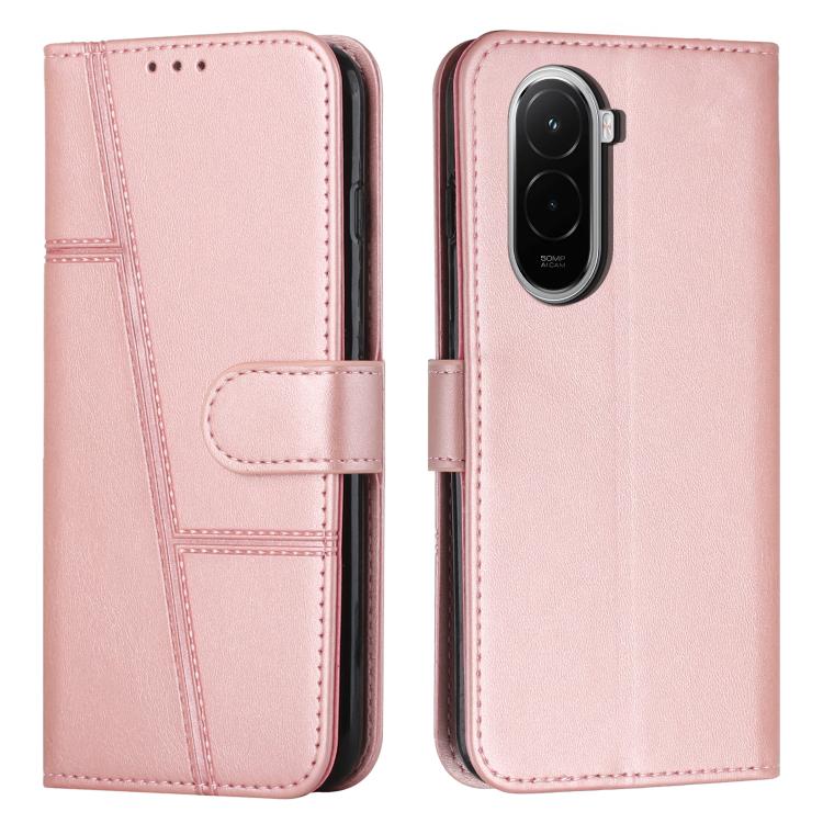 Stitching Calf Texture Buckle Leather Phone Case