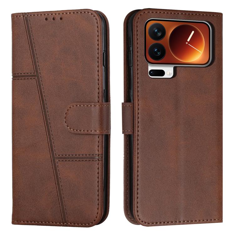 Stitching Calf Texture Buckle Leather Phone Case