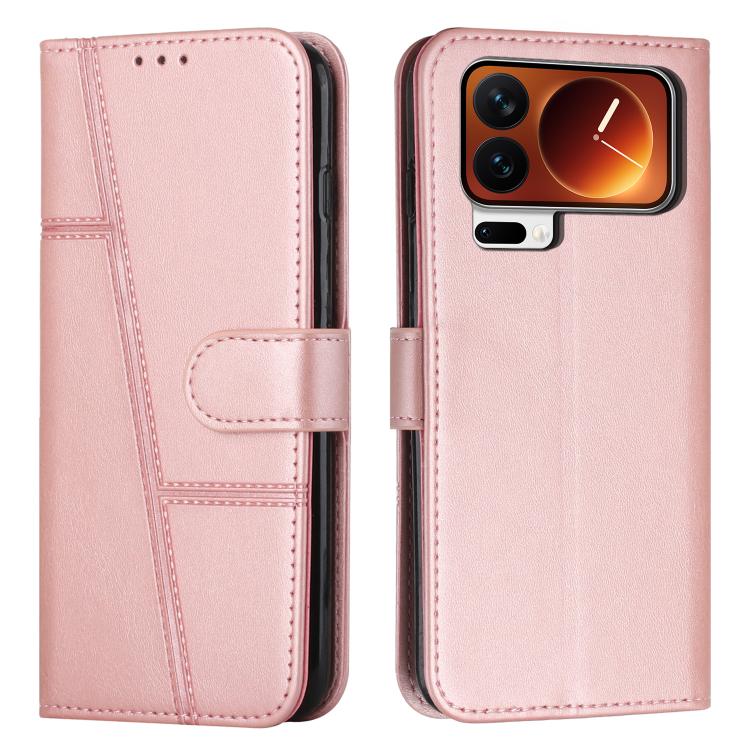 Stitching Calf Texture Buckle Leather Phone Case